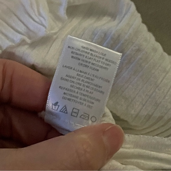 A.L.C. Sabina Twist Front White Crop Top Ribbed Knit Scalloped Edge Vneck Small - Picture 9 of 9